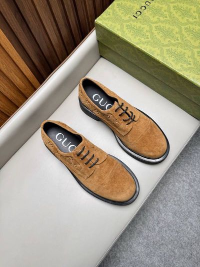 Gucci Brown calfskin Leather Shoes-Gucci Man Business Leather Shoes